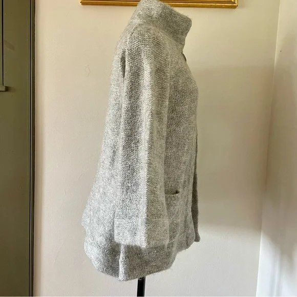 Effortless Cape-Style LUXE Knit Sweater Petite Fit, Heather Gray Soft & Cozy - Picture 6 of 12